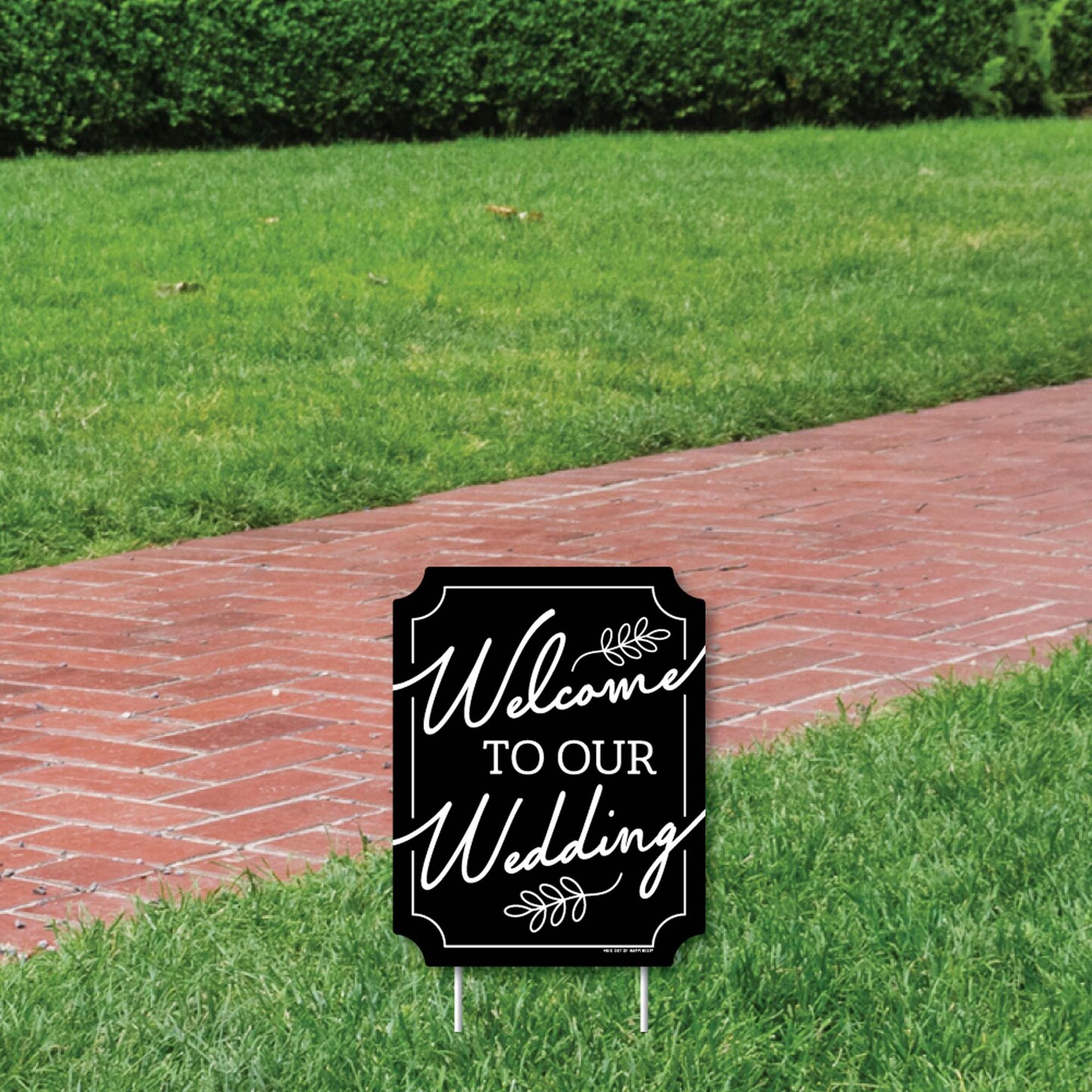 Big Dot of Happiness Black Welcome to Our Wedding - Outdoor Lawn Sign - Wedding Ceremony Yard Sign - 1 Piece
