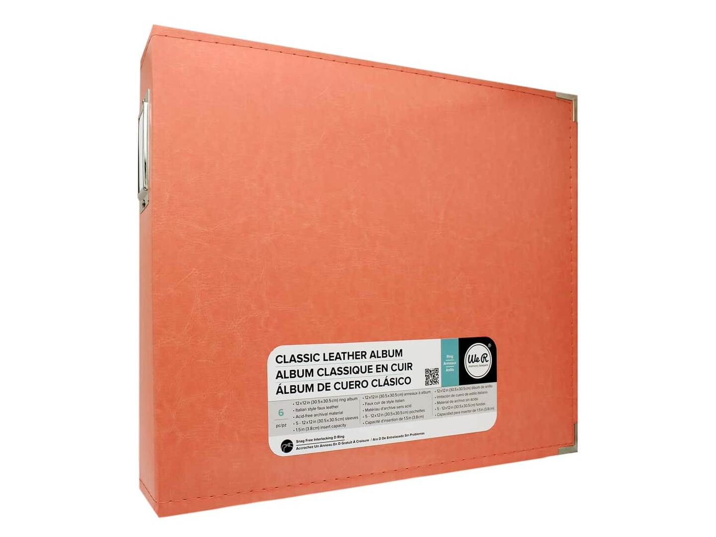 We R Memory Keepers Classic Leather 3-Ring Album - 12 x 12 in. - Coral