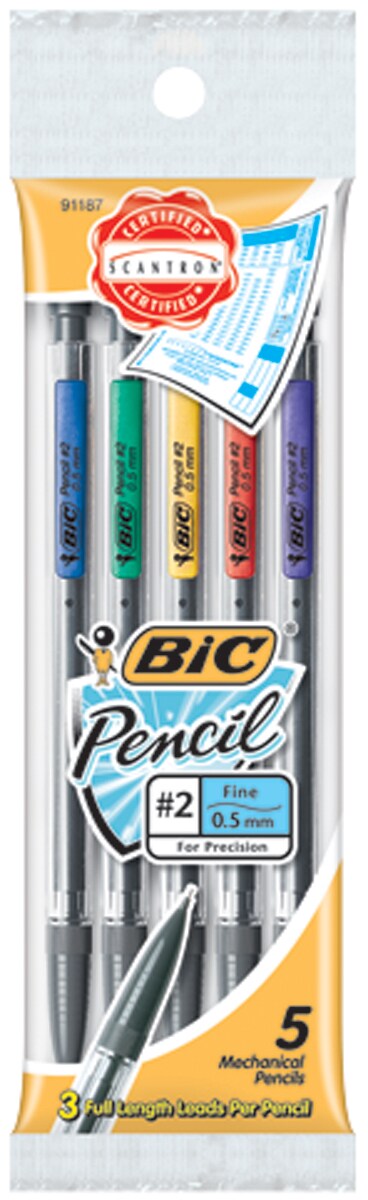 BIC Mechanical #2 Pencils .5mm 5/Pkg-Assorted Colors