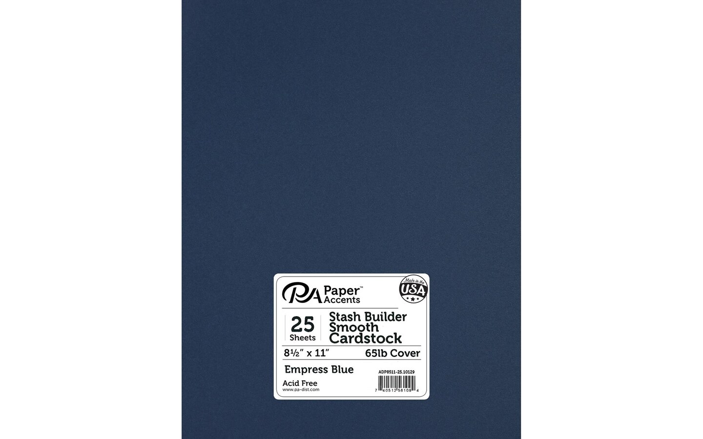 PA Paper Accents Stash Builder Cardstock 8.5" x 11" Empress Blue, 65lb colored cardstock paper