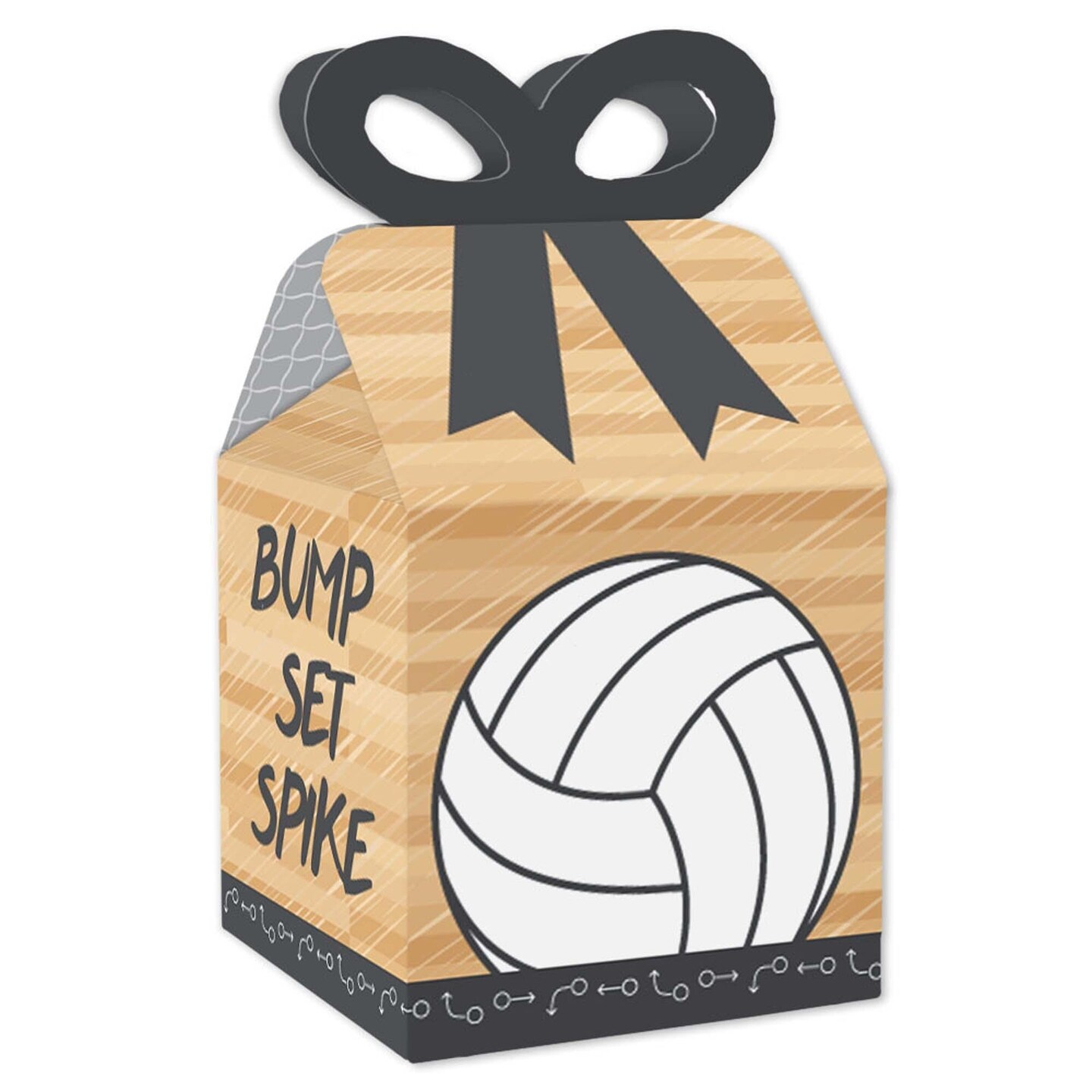 Big Dot of Happiness Bump, Set, Spike - Volleyball - Square Favor Gift Boxes - Baby Shower or Birthday Party Bow Boxes - Set of 12