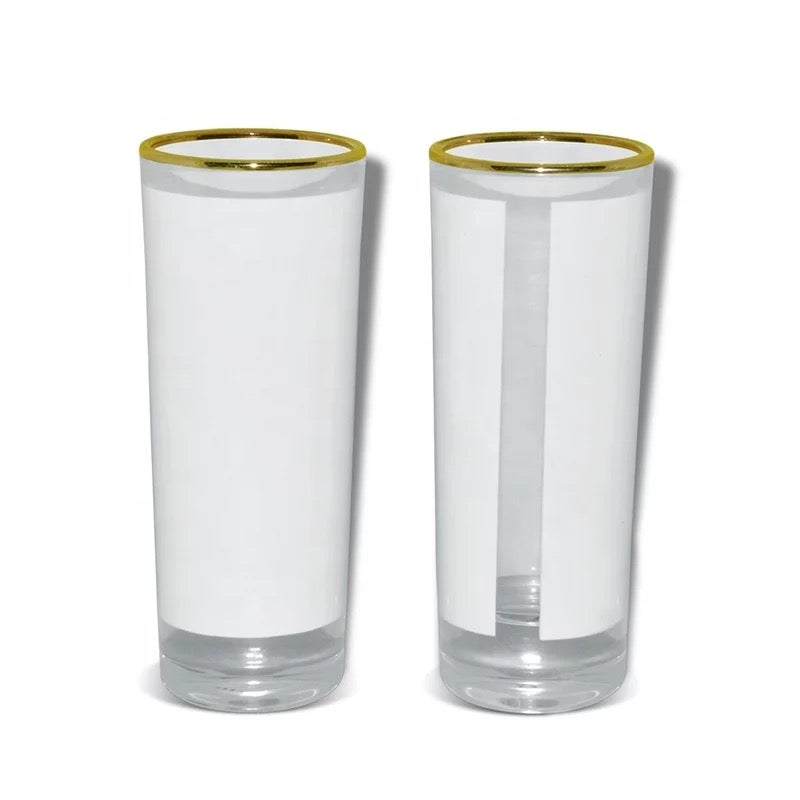 sublimation blank gold rim shot glasses – KY Crafts and Blanks