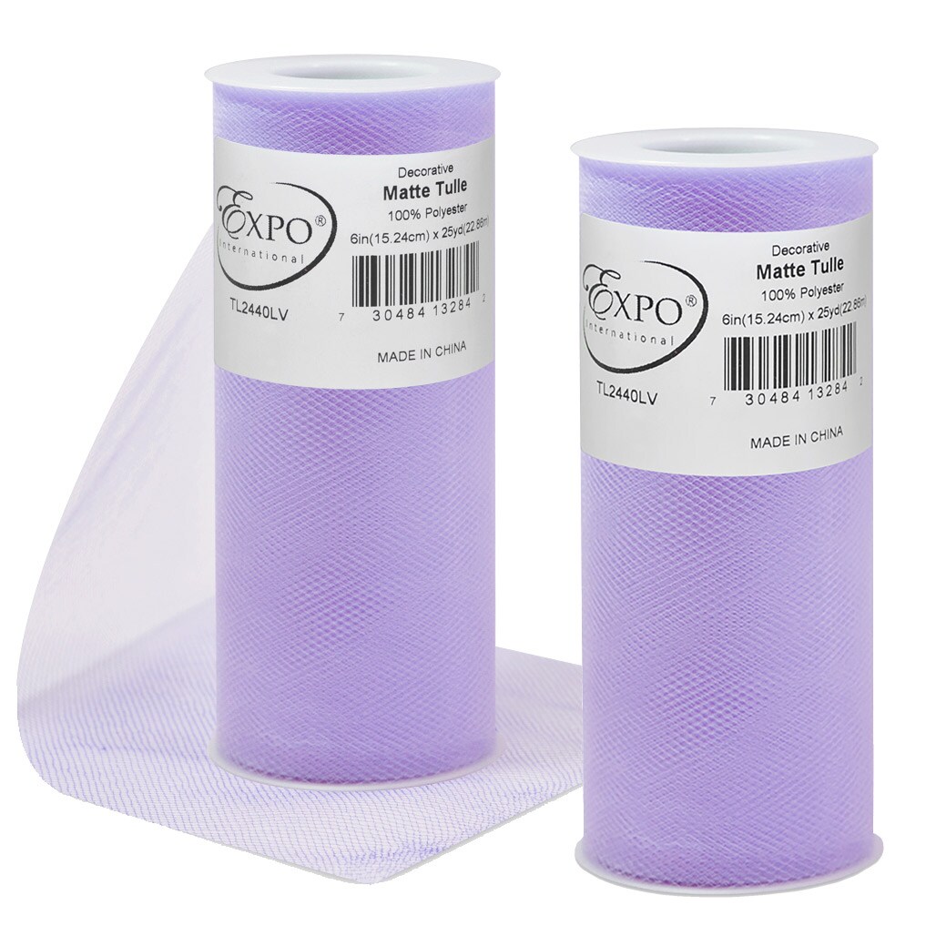 Pack of 2 Decorative Matte Tulle Spool of 6 Inch X 25 Yards