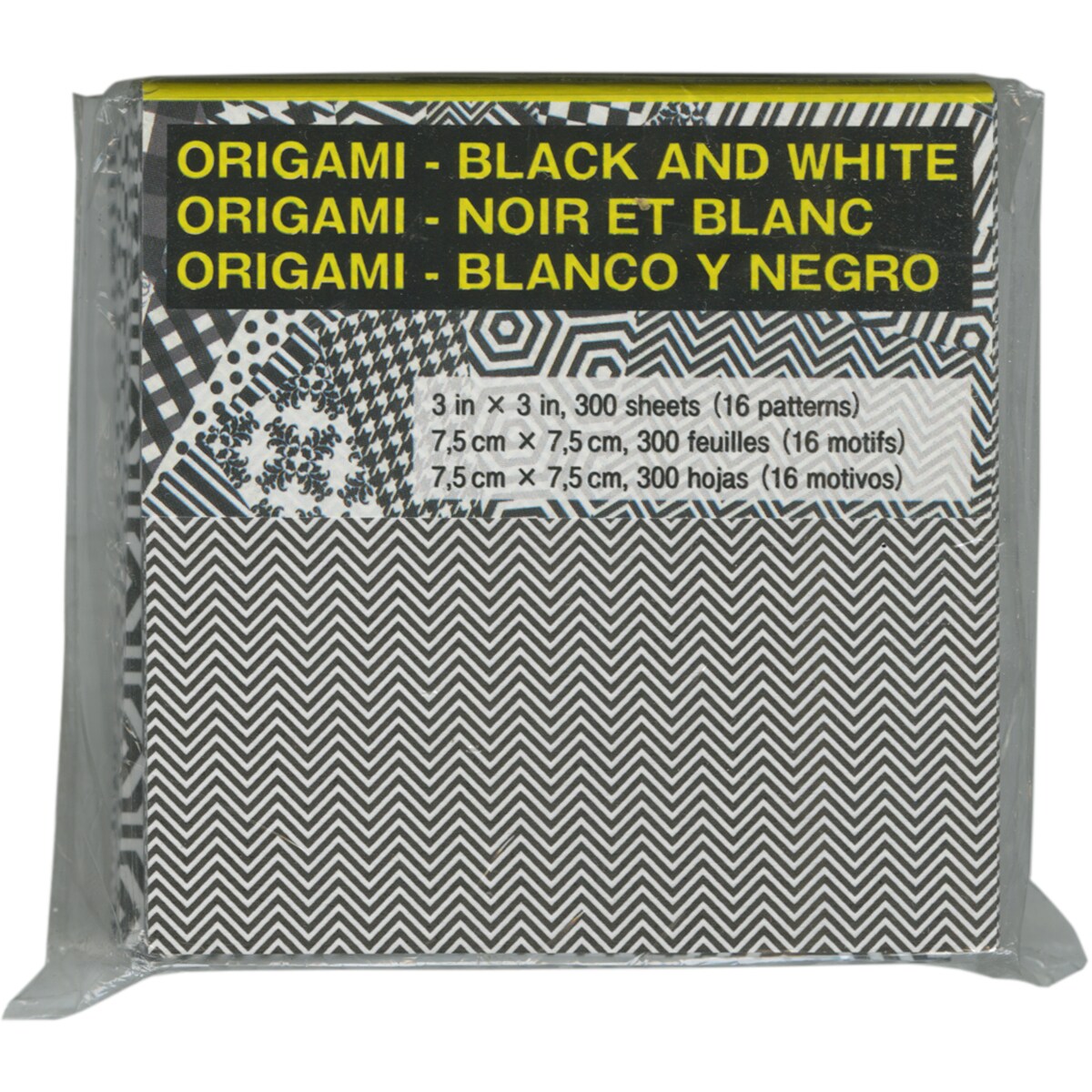 Aitoh Origami Paper 3&#x22;X3&#x22; 300/Pkg-Black &#x26; White