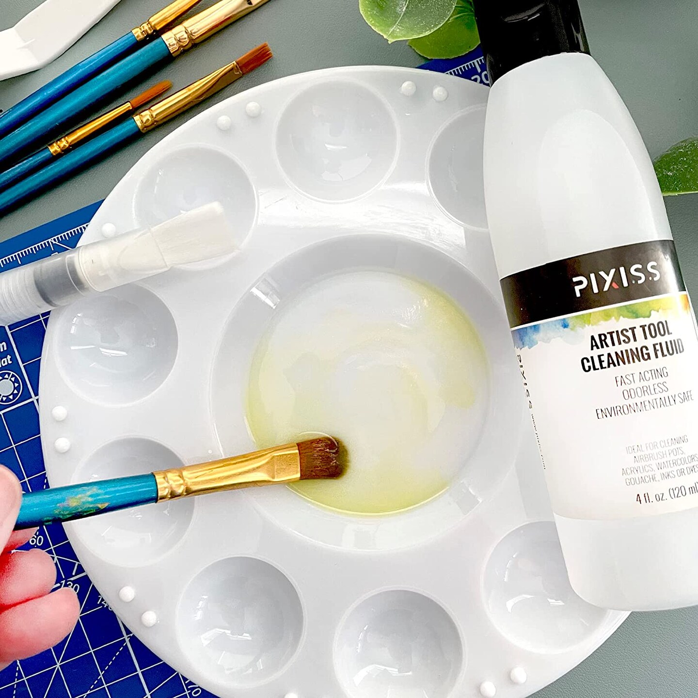 Pixiss Paint Brush Cleaner and Restorer, 4 Ounce Bottle - Acrylic Brush Cleaner