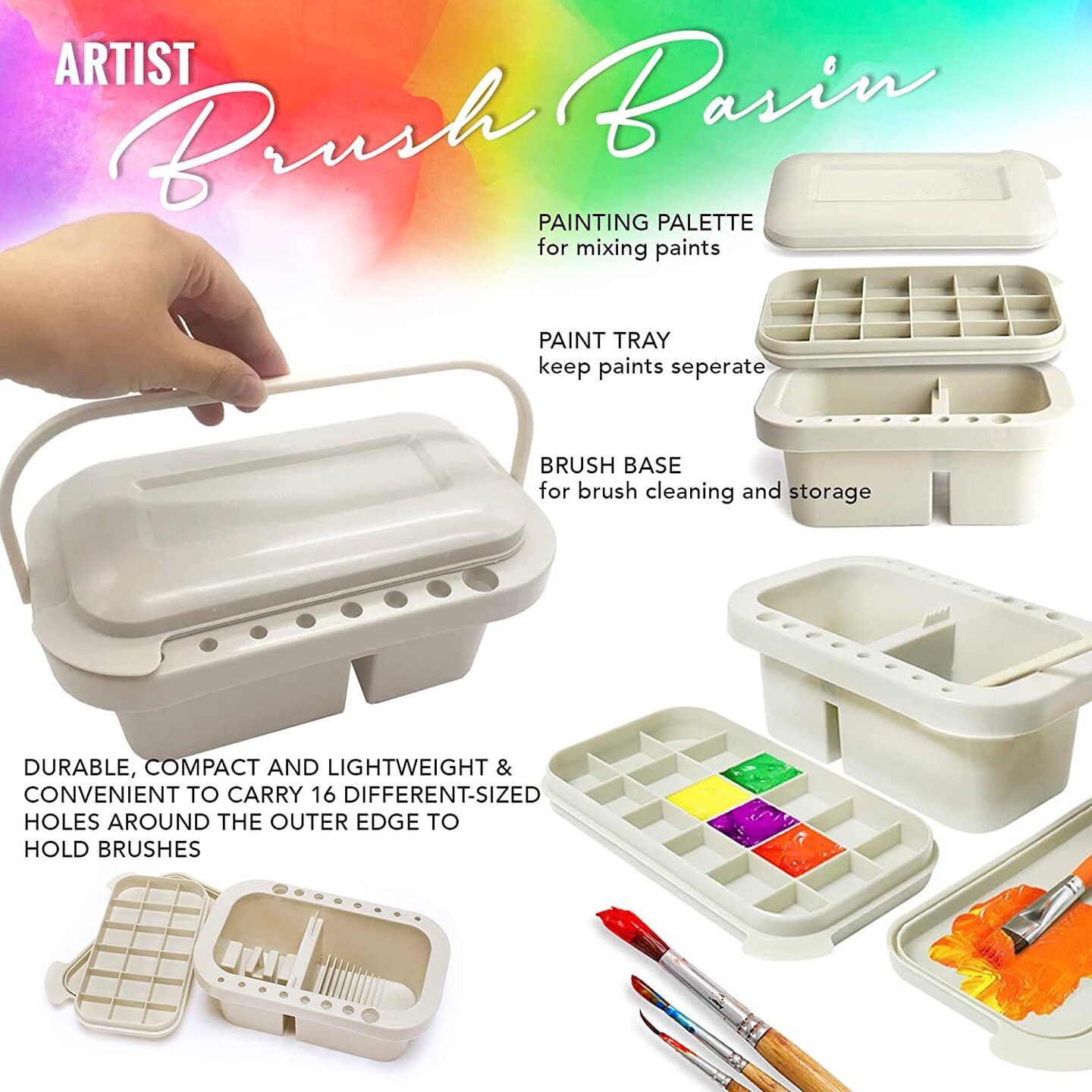 Paint Brush Cleaner, Paint Brush Holder and Organizers with Palette for  Acrylic, Watercolor, and Water-Based Paints