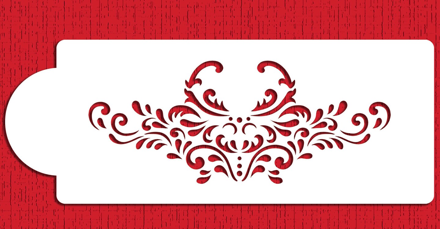 Monogram Showcase Cake Stencil Side | Cake Decorating Tools | Baking Stencils for Royal Icing, Airbrush, Dusting Powder | Reusable Plastic Food Grade Stencil for Cakes | Easy to Use & Clean Cake Stencil | C957 by Designer Stencils