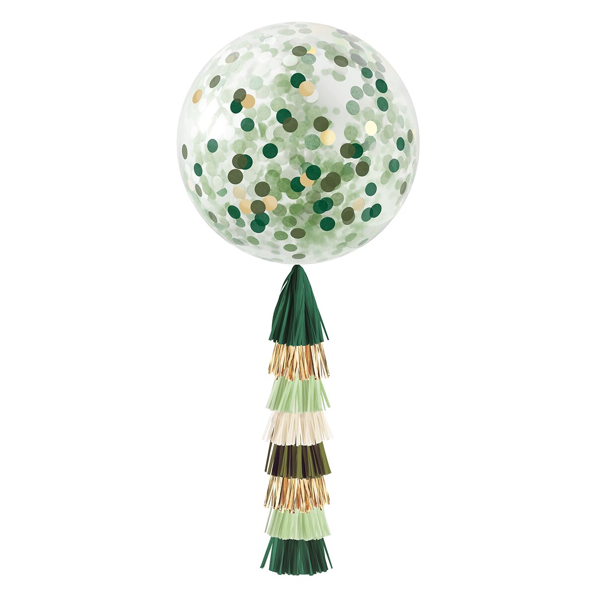 Jumbo Confetti Balloon &#x26; Tassel Tail - Emerald Green
