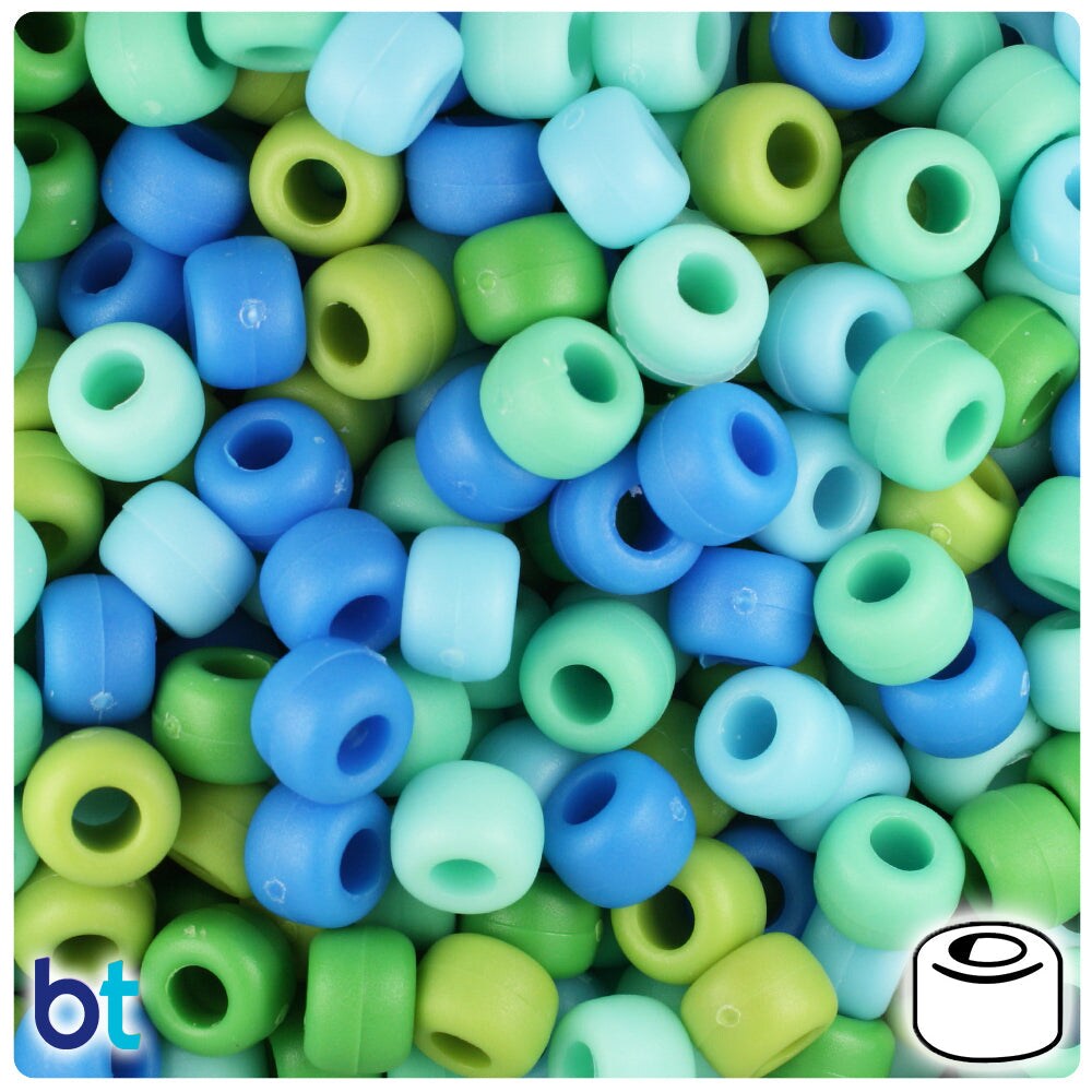 BeadTin Blueberry Mix Matte 9mm Barrel Plastic Pony Beads (500pcs)