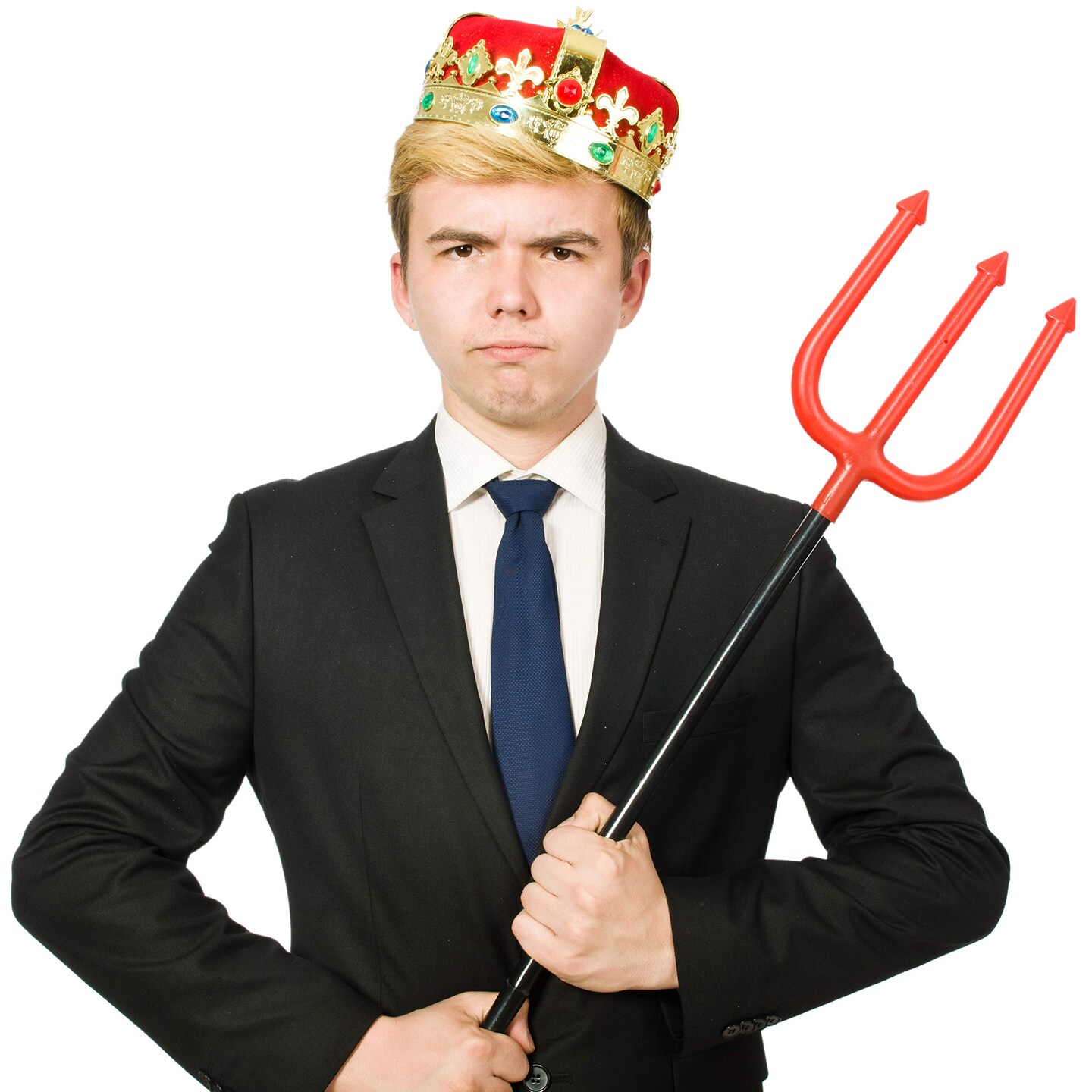 Regal Gold King Crown - Royal Red Felt Imperial Jeweled Mens and Womens Unisex Party Dress Up Accessory Crowns - 1 Piece