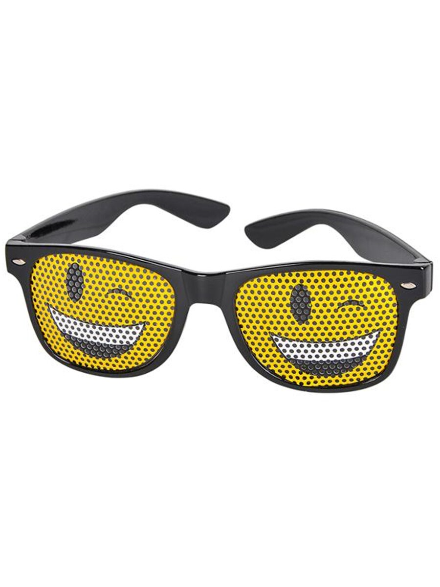 Black Framed Winky Face Emoticon Emoji Novelty Glasses Costume