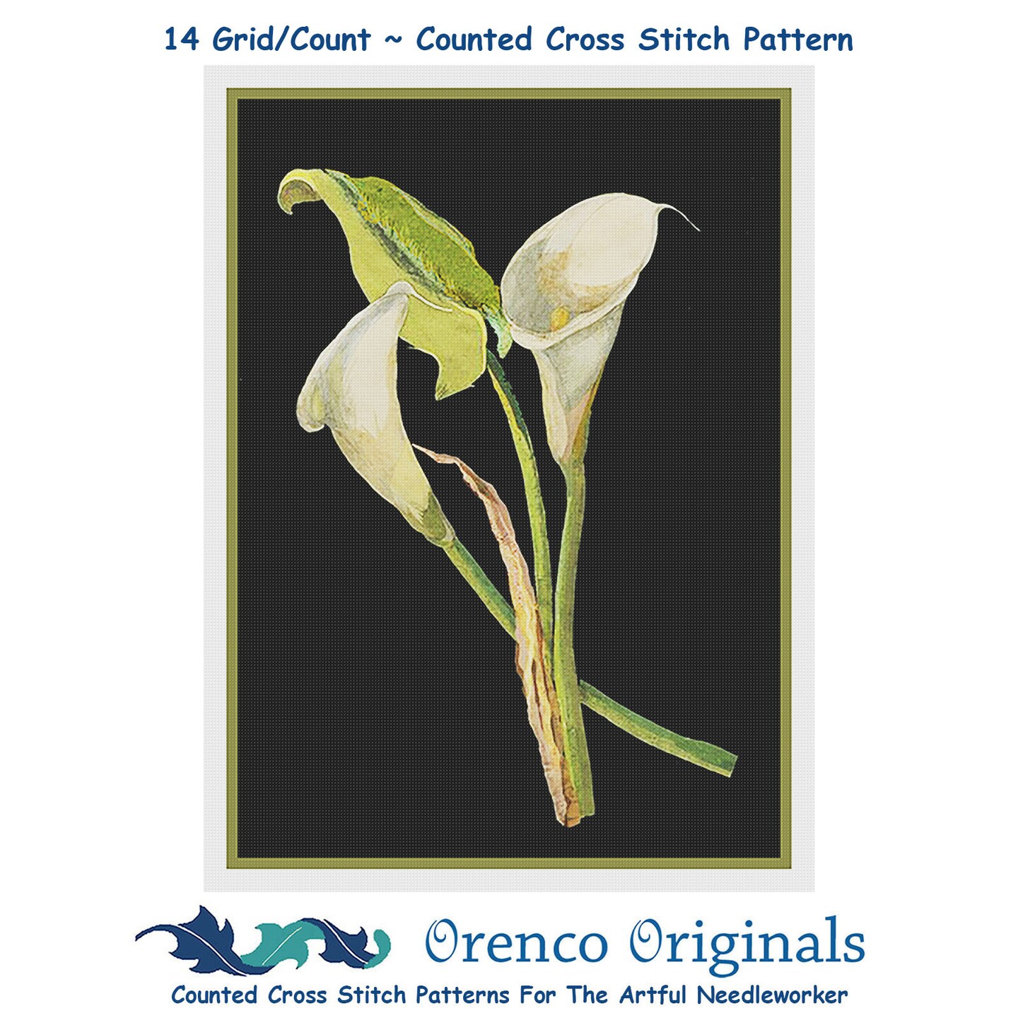 Calla Lily Flowers by Mary Delany Counted Cross Stitch Pattern