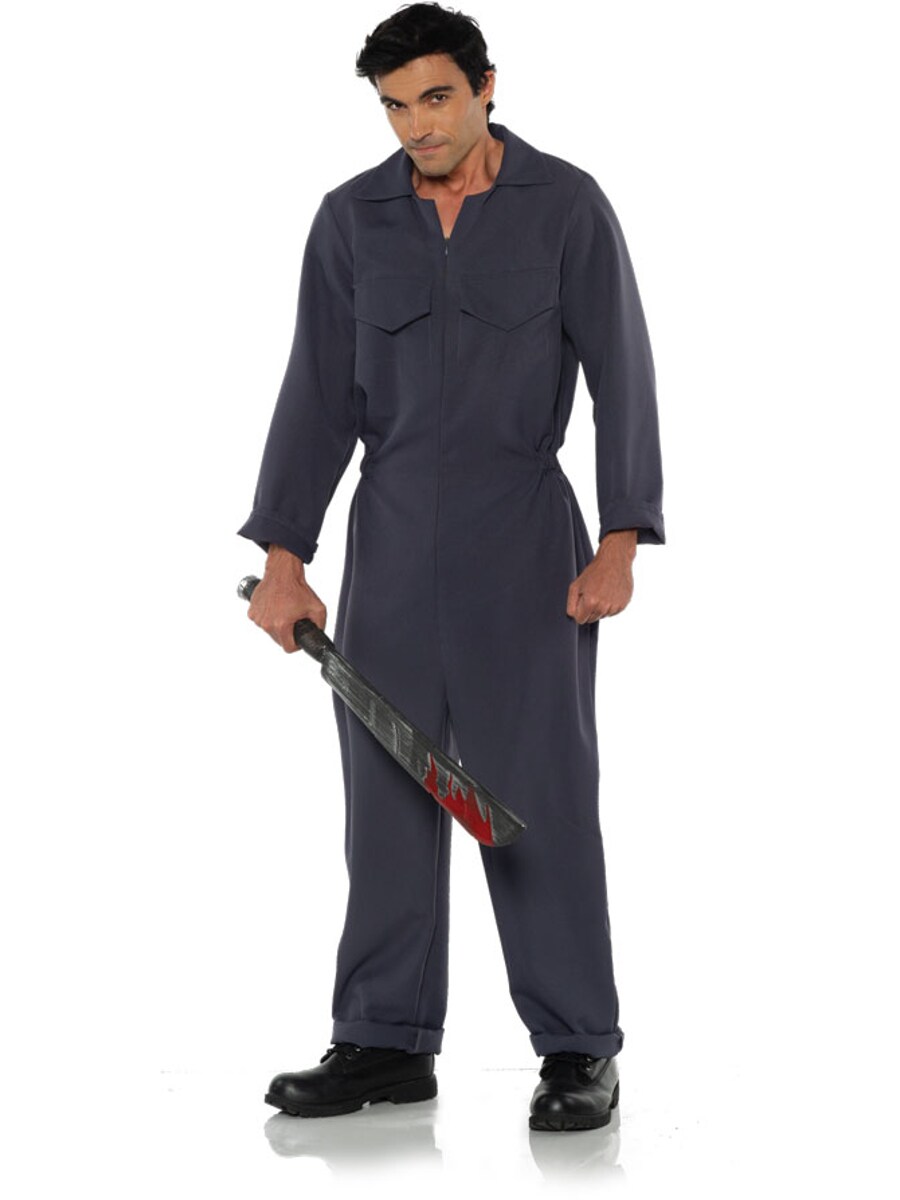 Men's Horror Slasher Icon Villain Legend Grey Boiler Suit Costume
