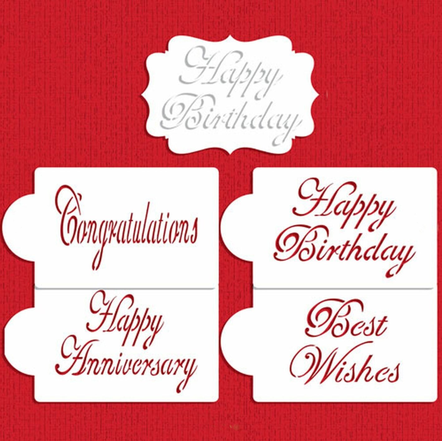 Large Script Celebration Cake Stencil Set | C944 by Designer Stencils | Cake Decorating Tools |
