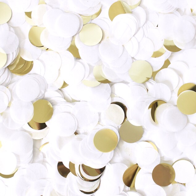 Jumbo Confetti Balloon - White &#x26; Gold