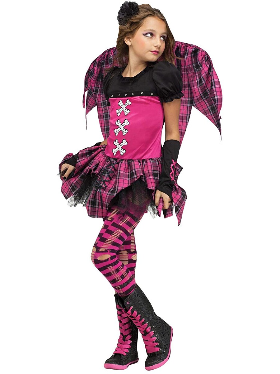 Punk Rock Pink Plaid Fairy Girl&#x27;s Costume