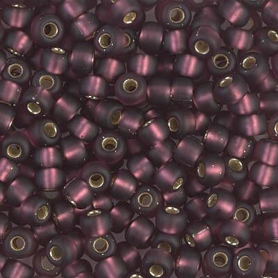 Miyuki 6 Round Seed Bead, 6-13F, Matte Silver Lined Dark Smoky Amethyst