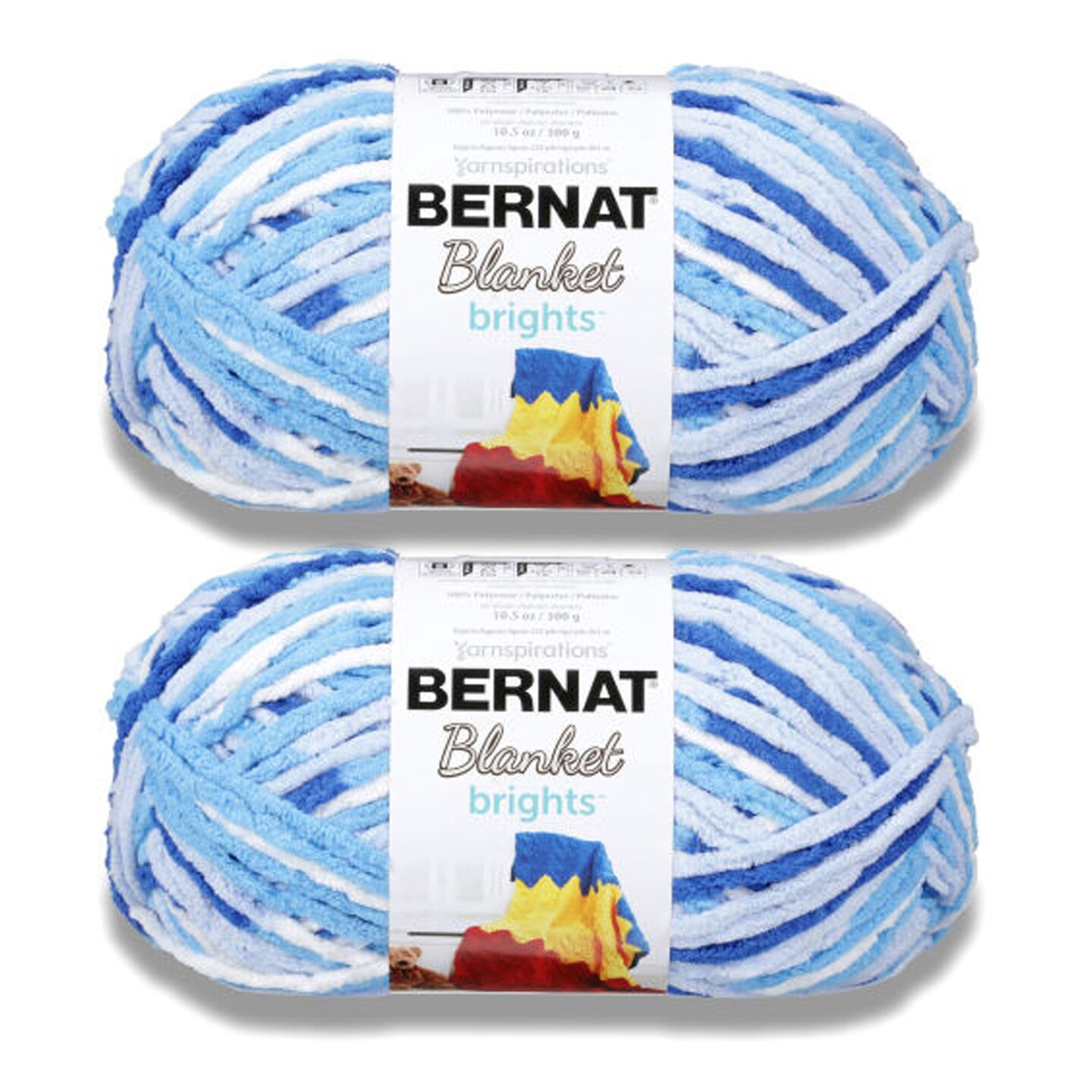 Bernat Blanket Brights Waterslide Varg Yarn - 2 Pack of 300g/10.5oz - Polyester - 6 Super Bulky - 220 Yards - Knitting/Crochet