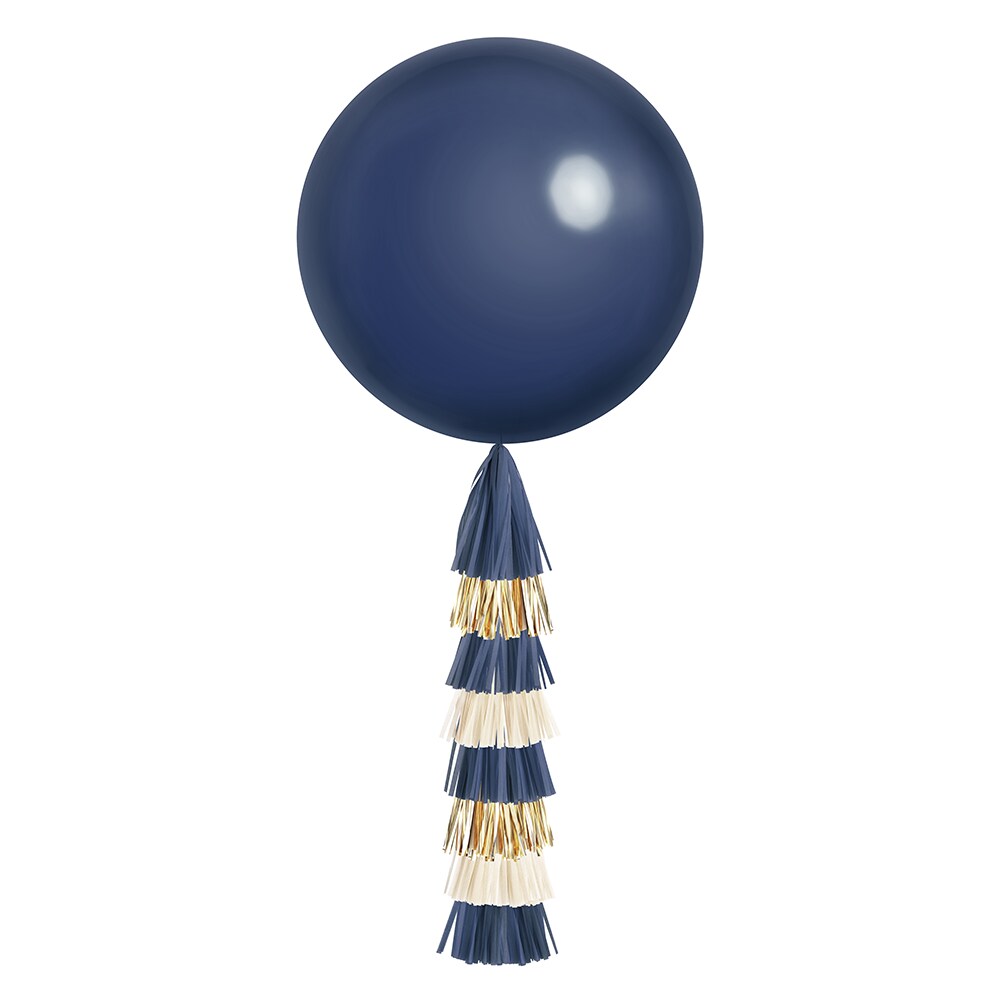 Jumbo Balloon &#x26; Tassel Tail - Navy &#x26; Gold