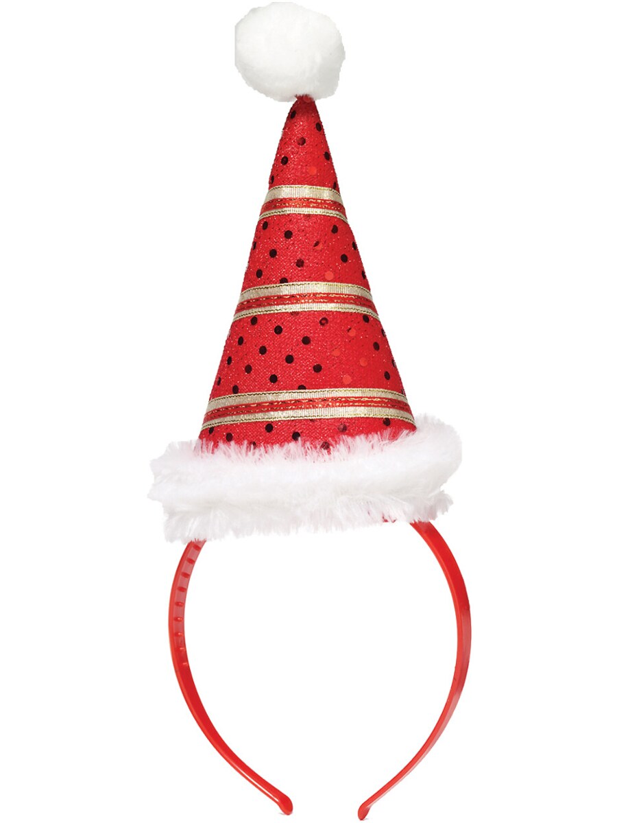 Red And Gold Christmas Santa Headband Hat Holiday Costume Accessory