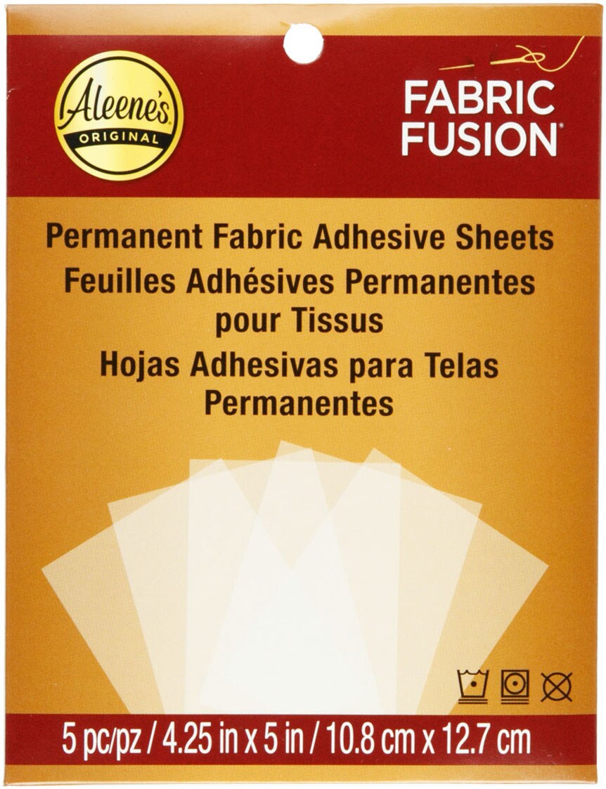Aleene's Fabric Fusion Permanent Fabric Adhesive Sheets 5/Pk-4.25"X5"