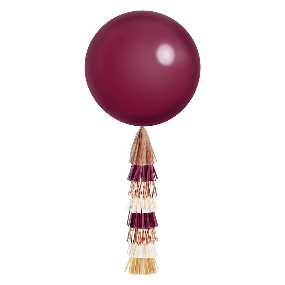 Jumbo Balloon &#x26; Tassel Tail - Burgundy &#x26; Rose Gold