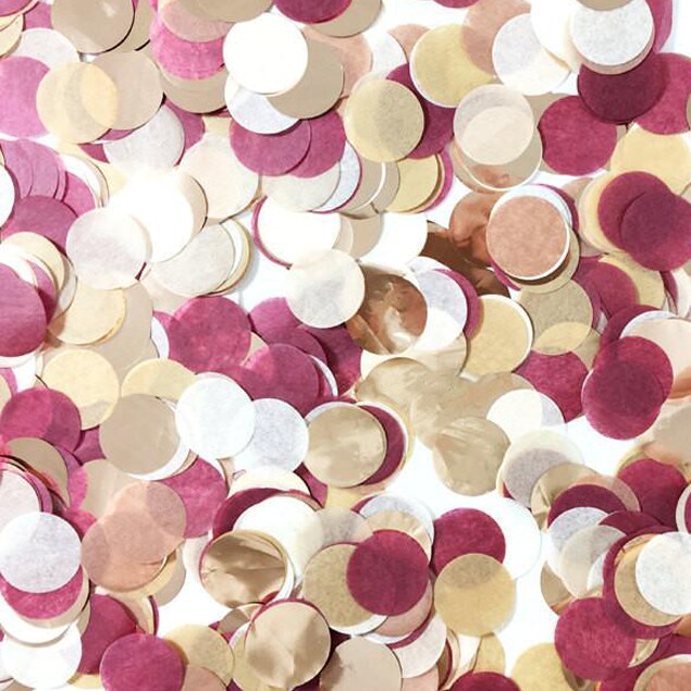 Jumbo Confetti Balloon - Burgundy &#x26; Rose Gold