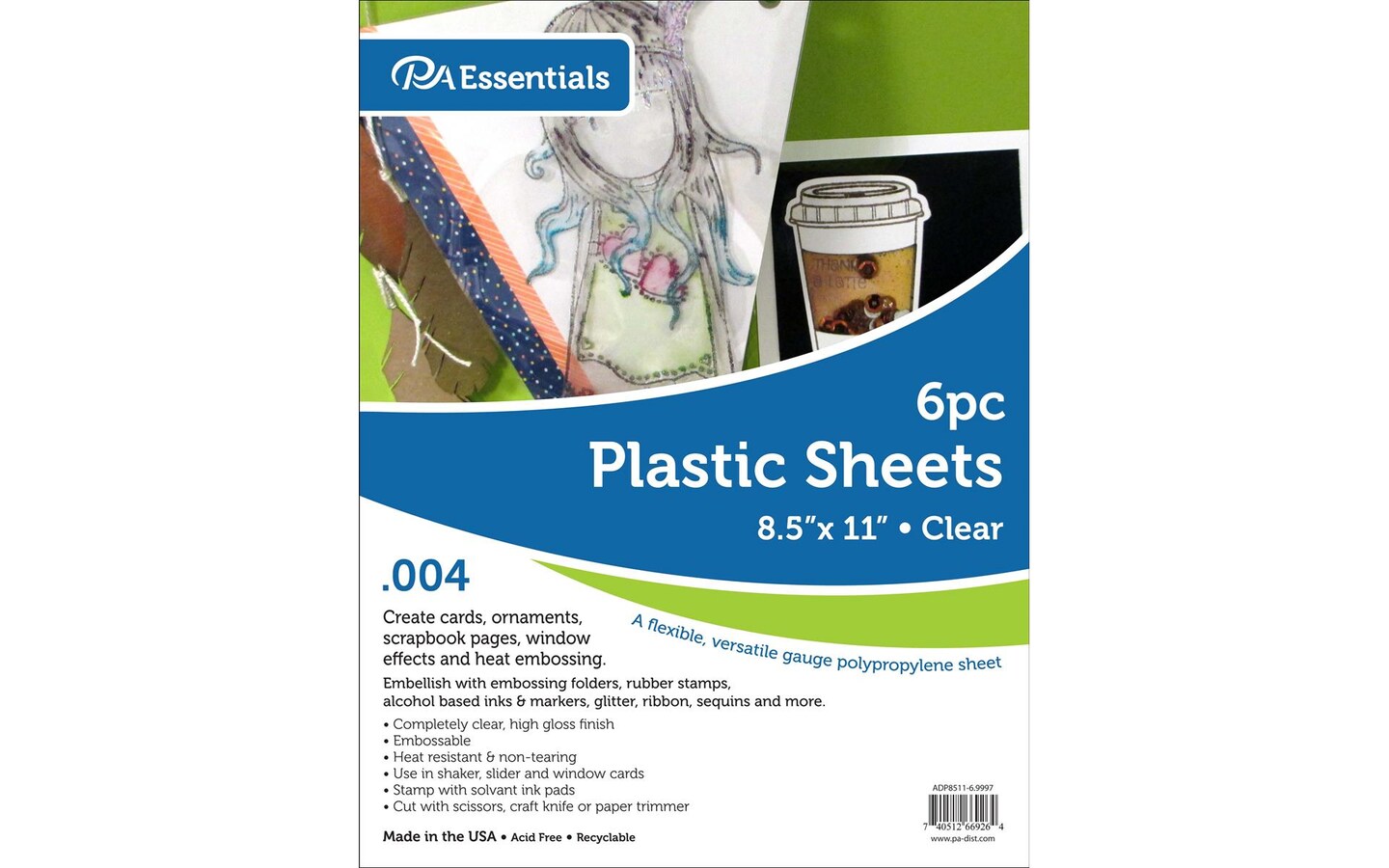 Plastic Sheet 8.5x11 .004&#x22; Clear 6pc