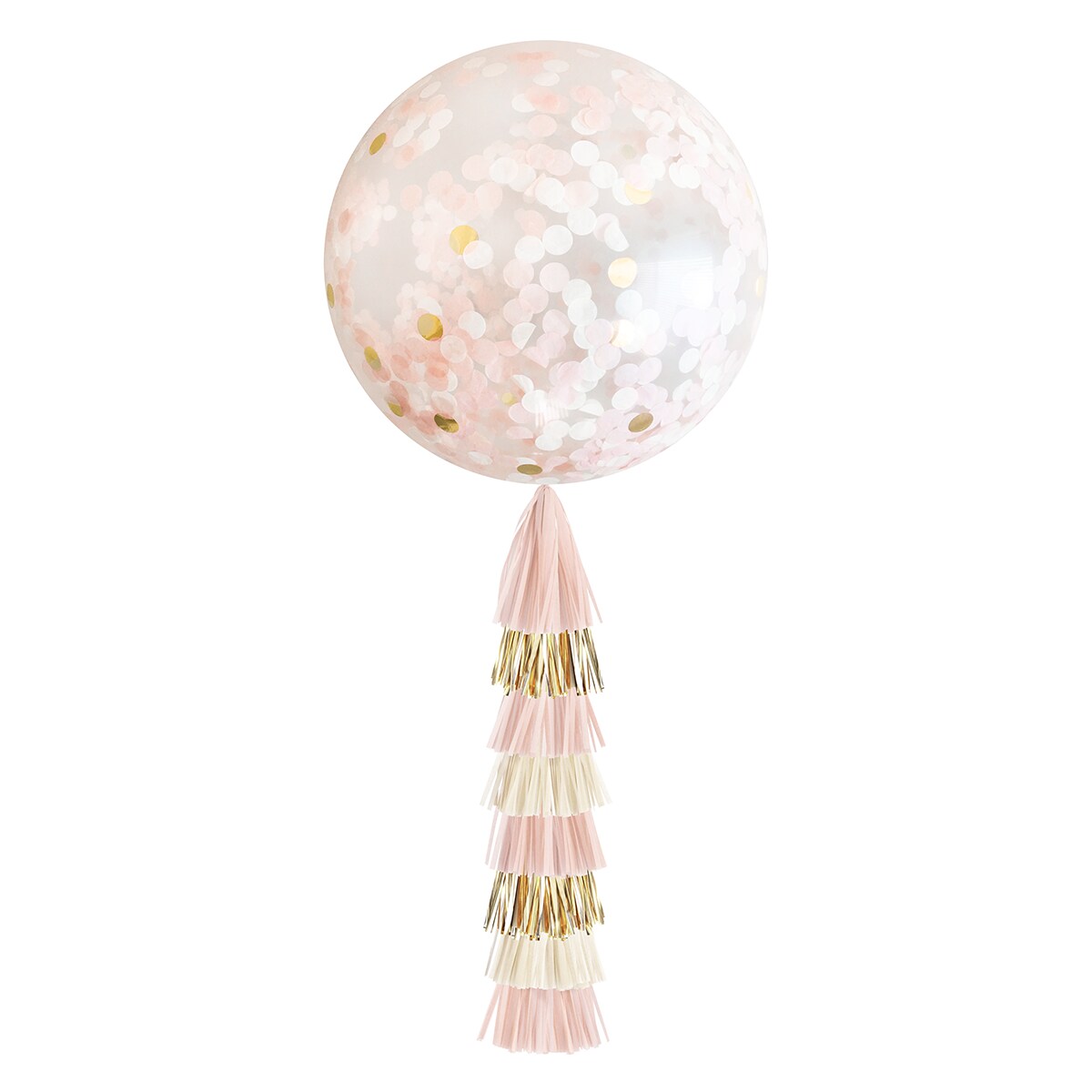 Jumbo Confetti Balloon & Tassel Tail Blush & Gold Michaels