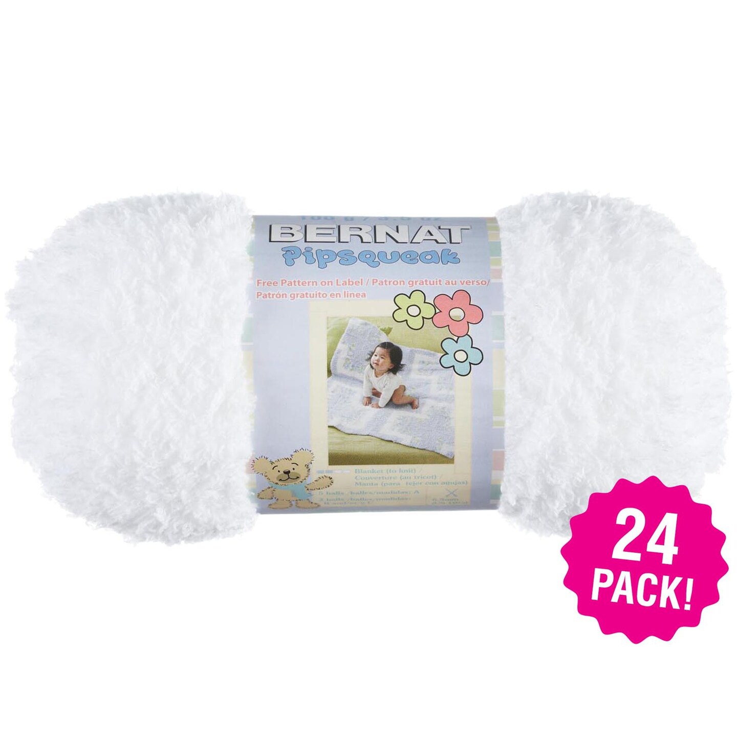 Multipack of 24 Bernat Pipsqueak Yarn Whitey White