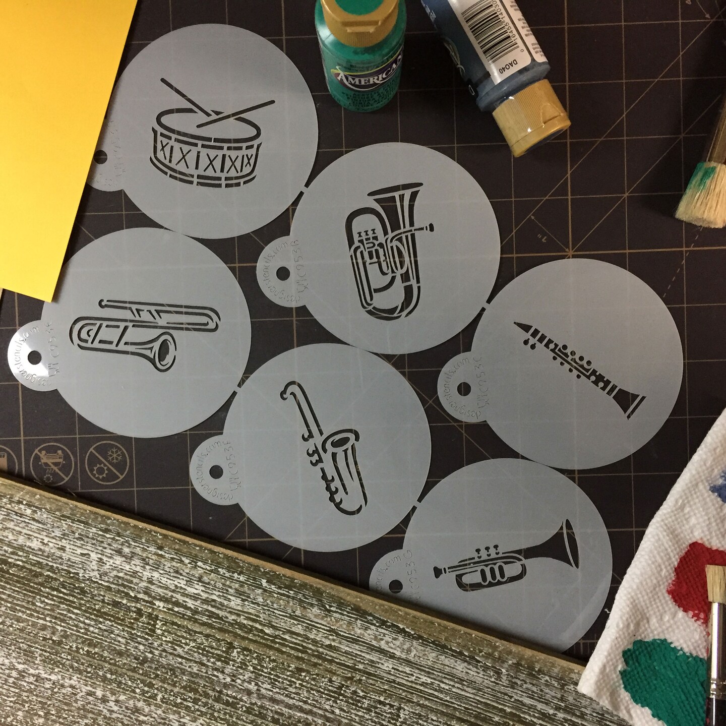 Marching Band Instruments Cookie Stencil | C953 by Designer Stencils | Cookie Decorating Tools | Baking Stencils for Royal Icing, Airbrush, Dusting Powder | Reusable Plastic Food Grade Stencil for Cookies | Easy to Use &#x26; Clean Cookie Stencil