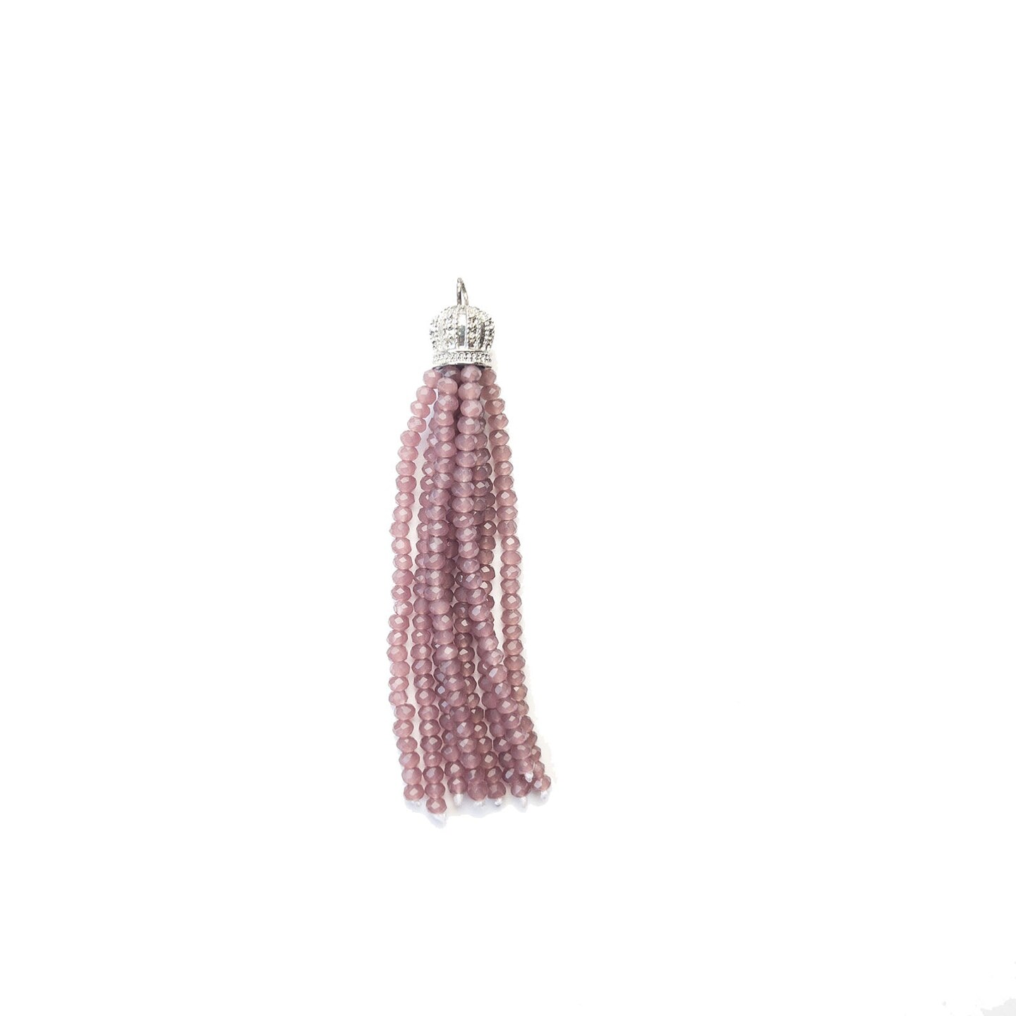Lavender Glass &#x26; Metal Fancy Tassel 12x60mm Pendant
