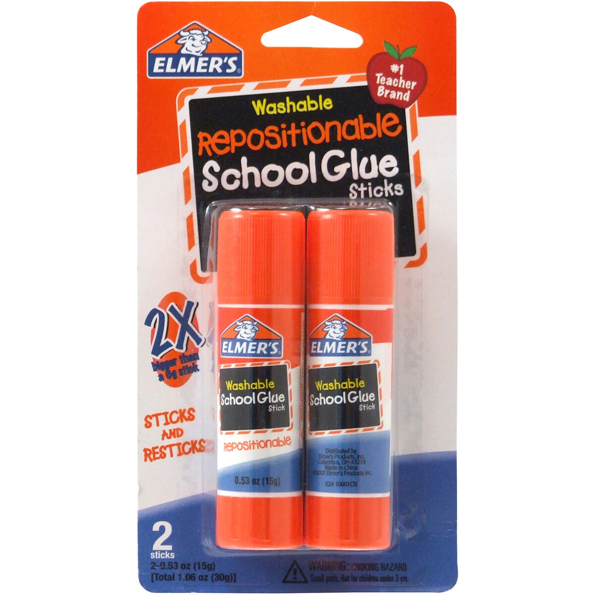 Elmer&#x27;s Washable Repositionable School Glue Sticks 2/Pkg-.53oz