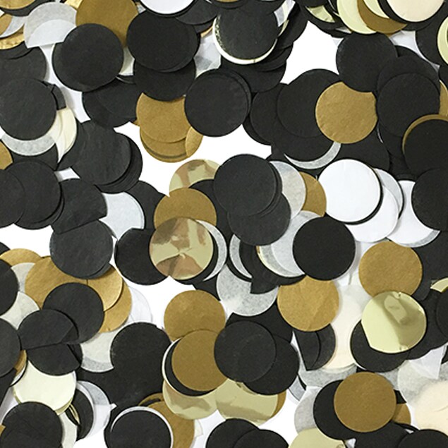 Jumbo Confetti Balloon - Black, White &#x26; Gold