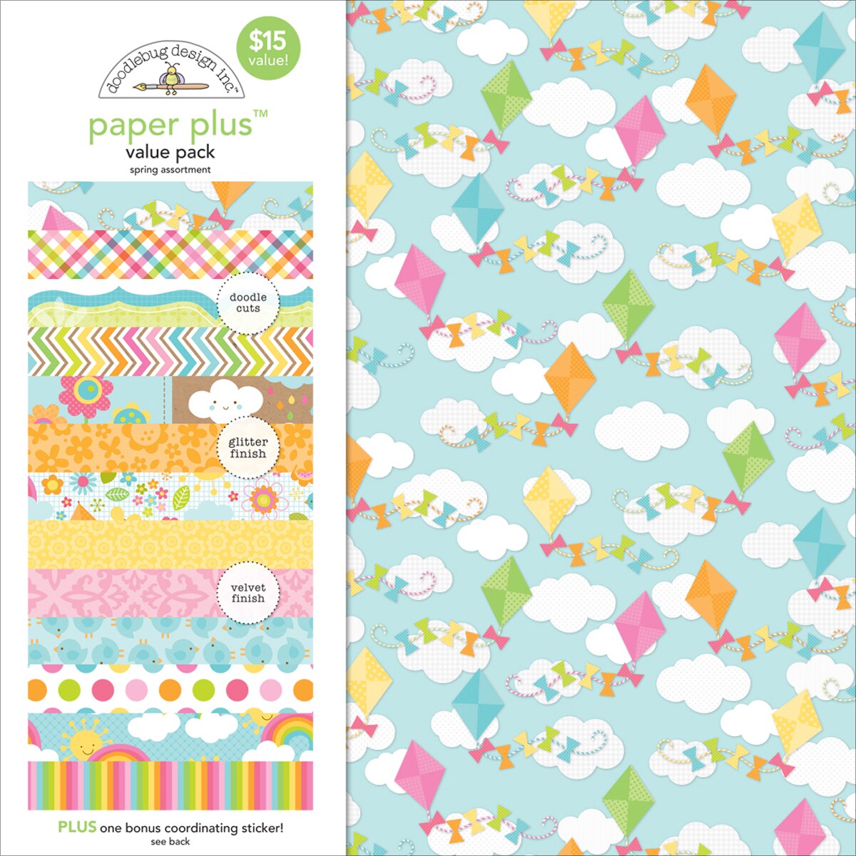 Doodlebug Paper Plus Value Pack 12&#x22;X12&#x22;-Spring