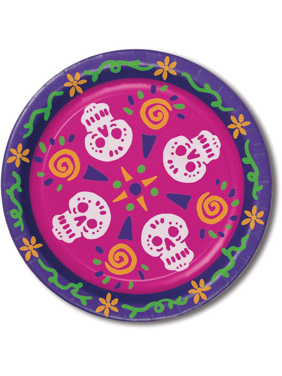 8 Count 9&#x22; Day Of The Dead Lunch Dinner Party Paper Plates