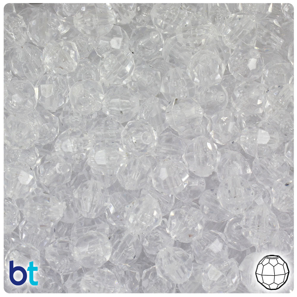 BeadTin Crystal Transparent 8mm Faceted Round Plastic Craft Beads (450pcs)