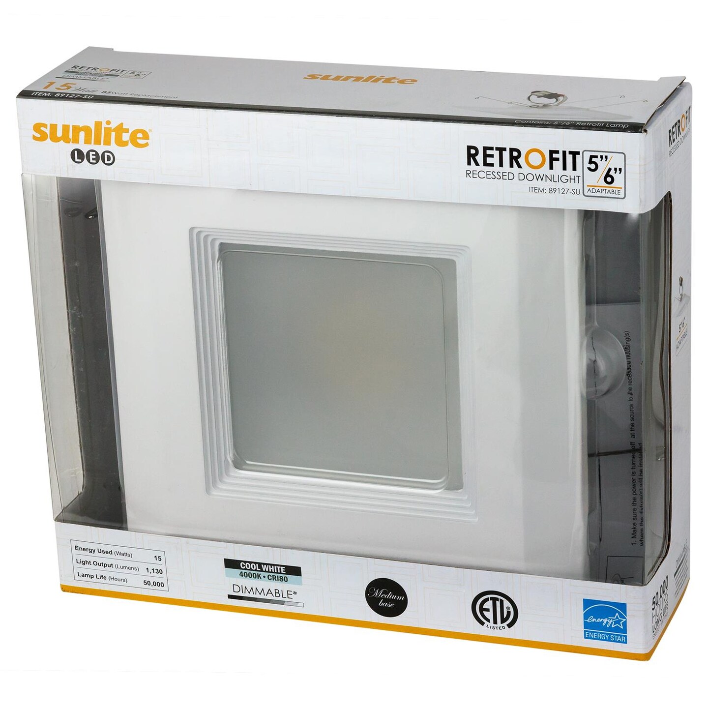 SUNLITE 5in 15w 4000K-4500K Downlight Retrofit with E26 Medium Base