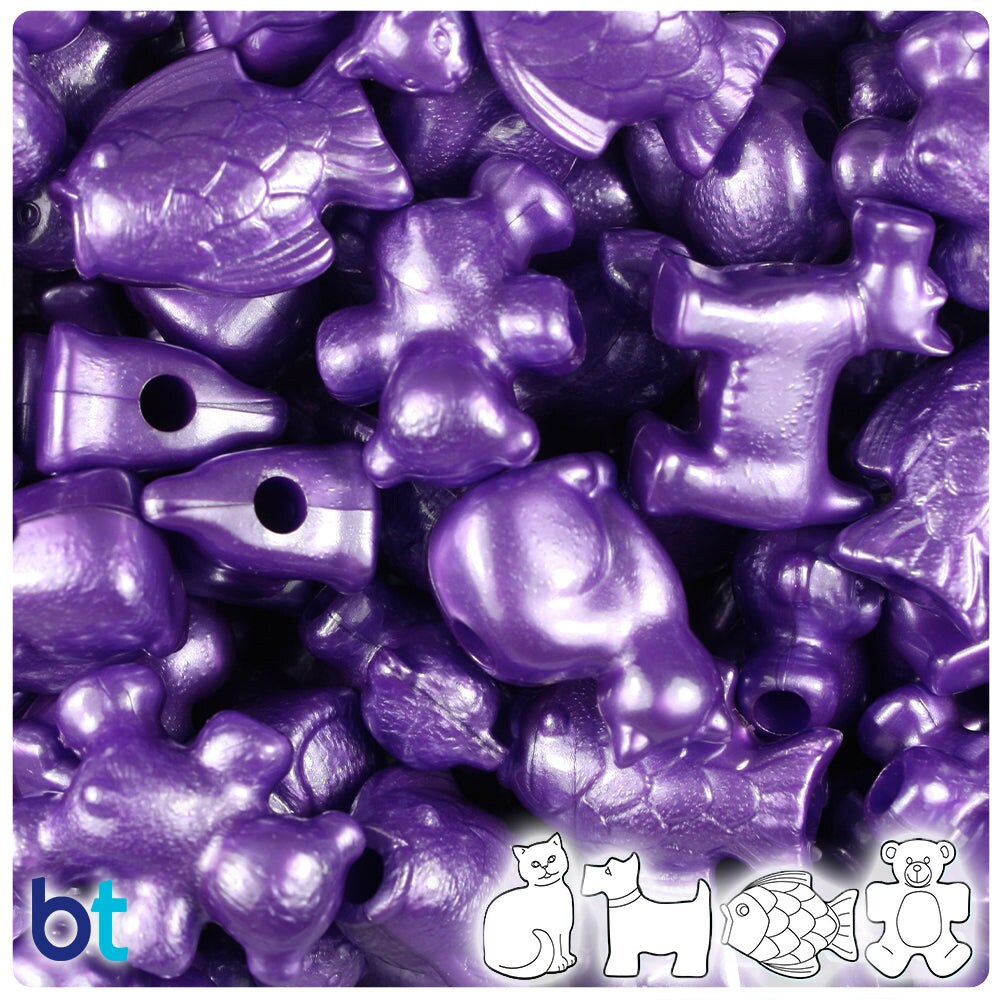 BeadTin Dark Purple Pearl Pet Parade Plastic Pony Beads (2oz)