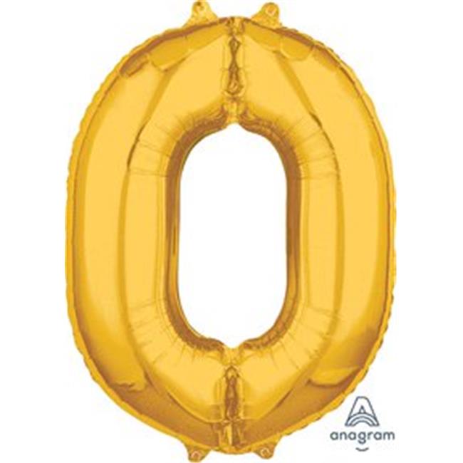 Anagram 26 in. Number 0 Helium Balloon - Gold