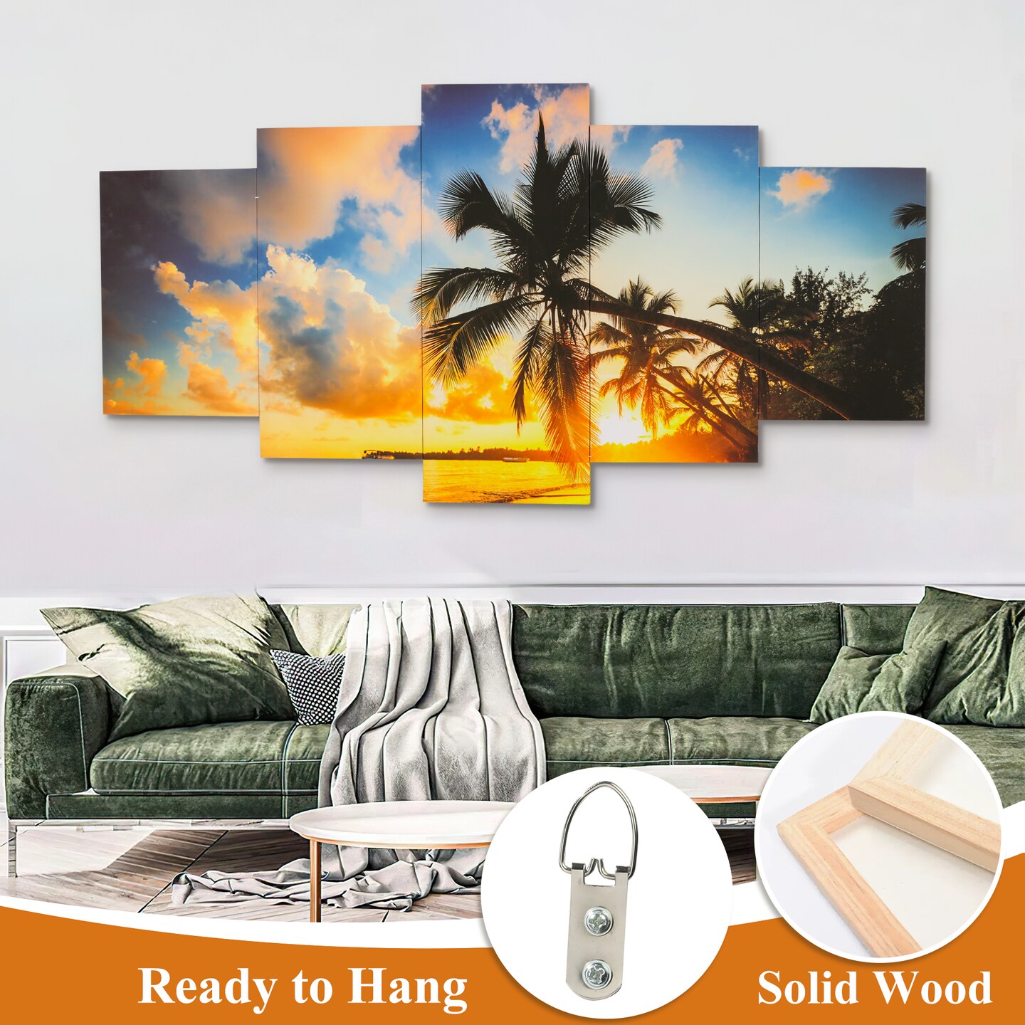 Beach Wall Decor Canvas Wall Art 5 Piece Framed Wall Art