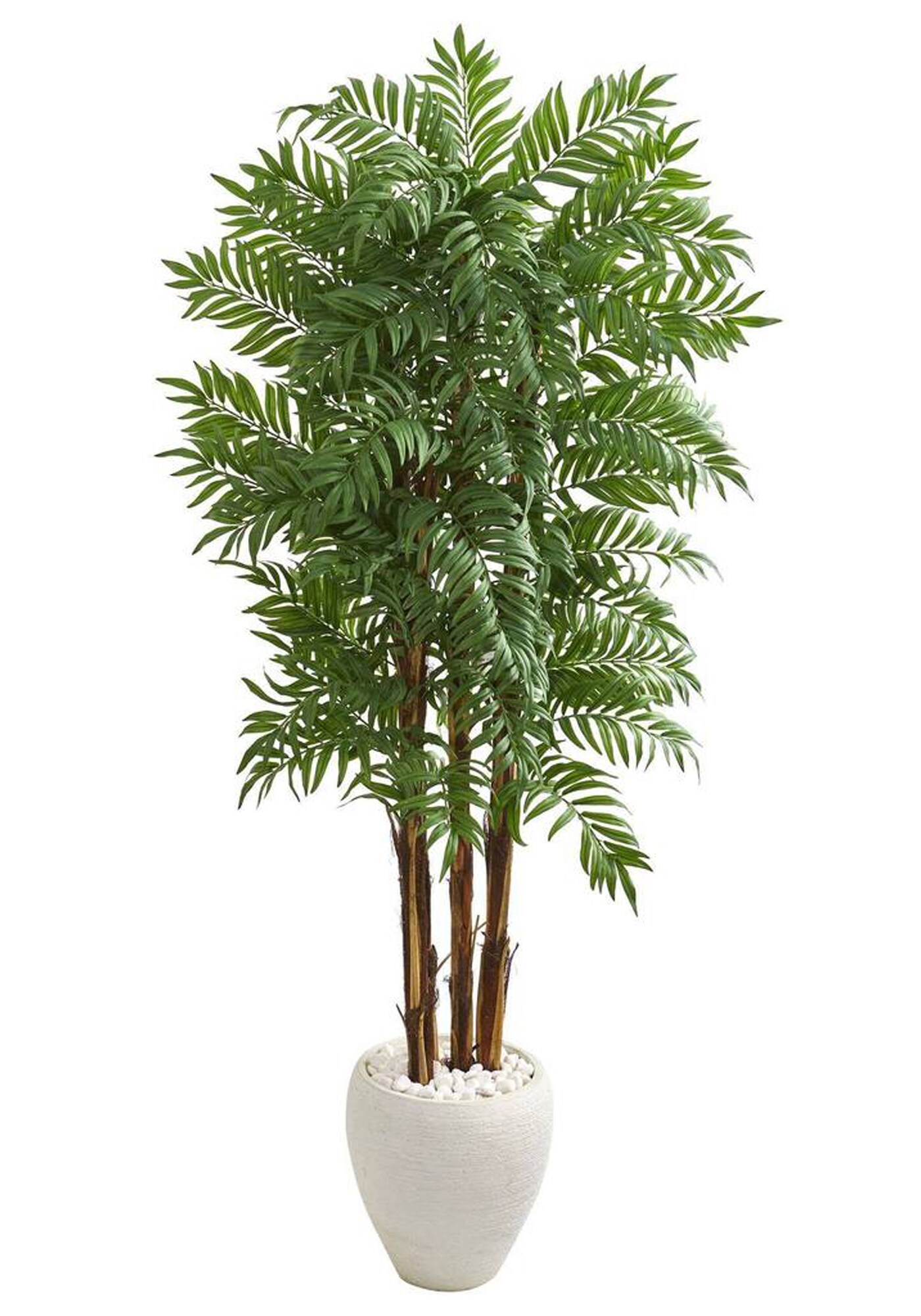 Nearly Natural 6&#x27; Parlour Artificial Palm Tree in White Planter