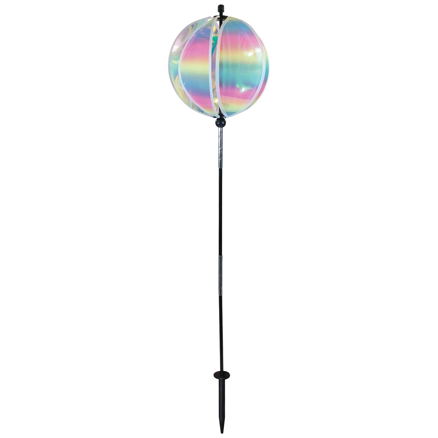 In the Breeze 2634 &#x2014; 11-inch Striped Iridescent Gazing Ball Spinner