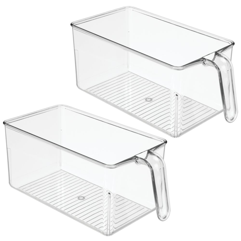 mDesign Kitchen Pantry Cabinet Refrigerator Storage Bin - 2 Pack, Clear
