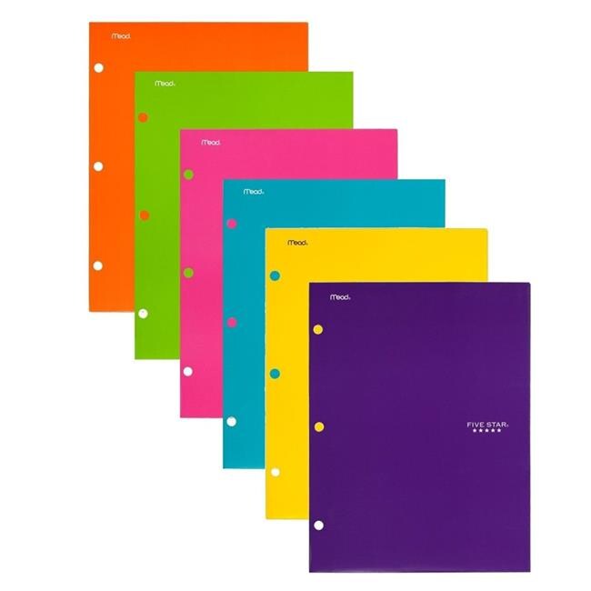 Mead Products MEA Five Star Pocket Folders with 4-Pocket, Assorted Color
