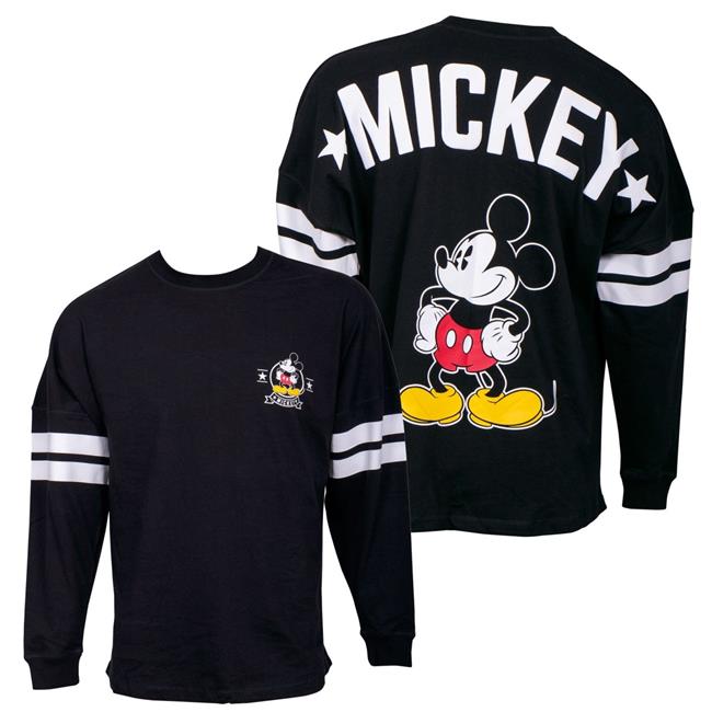 Mickey Mouse large Mickey Mouse Striped Black Long Sleeve Shirt - Large