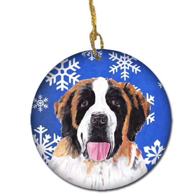 Saint Bernard Winter Snowflakes Holiday Ceramic Ornament | Michaels