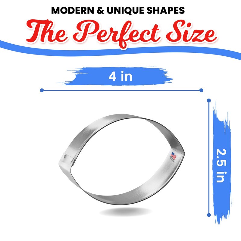 Football Cookie Cutter 4.25", CookieCutter.com, Tin Plated Steel, Handmade in the USA