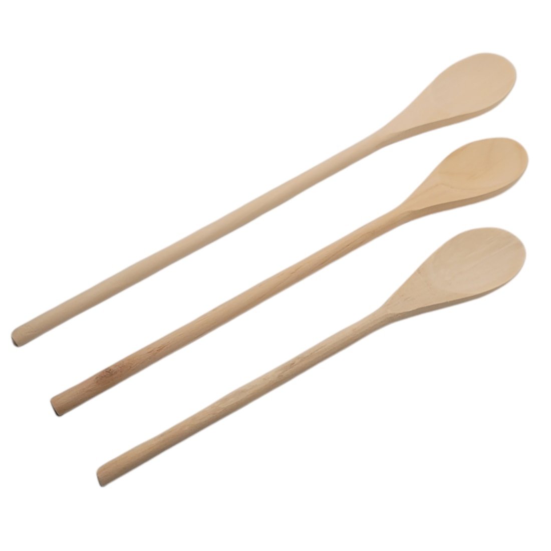 Handy Housewares 3 piece Long Handle Wooden Mixing Spoon Set - 10&#x22;, 12&#x22; and 14&#x22; Long