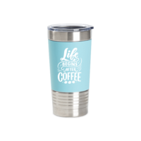 20oz Stainless Steel Tumber with Removable Silicone Sleeve (Light Blue/White)